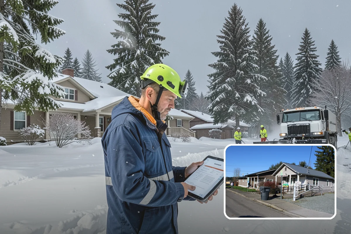 Airport Snow Removal in South Prairie, Pierce County, WA - Terminal curbs and passenger drop-offs kept flowing