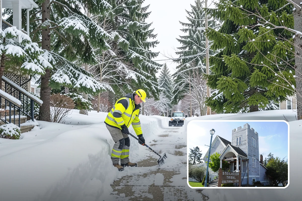 Airport Snow Removal in Steilacoom, Pierce County, WA - Terminal curbs and passenger drop-offs kept flowing
