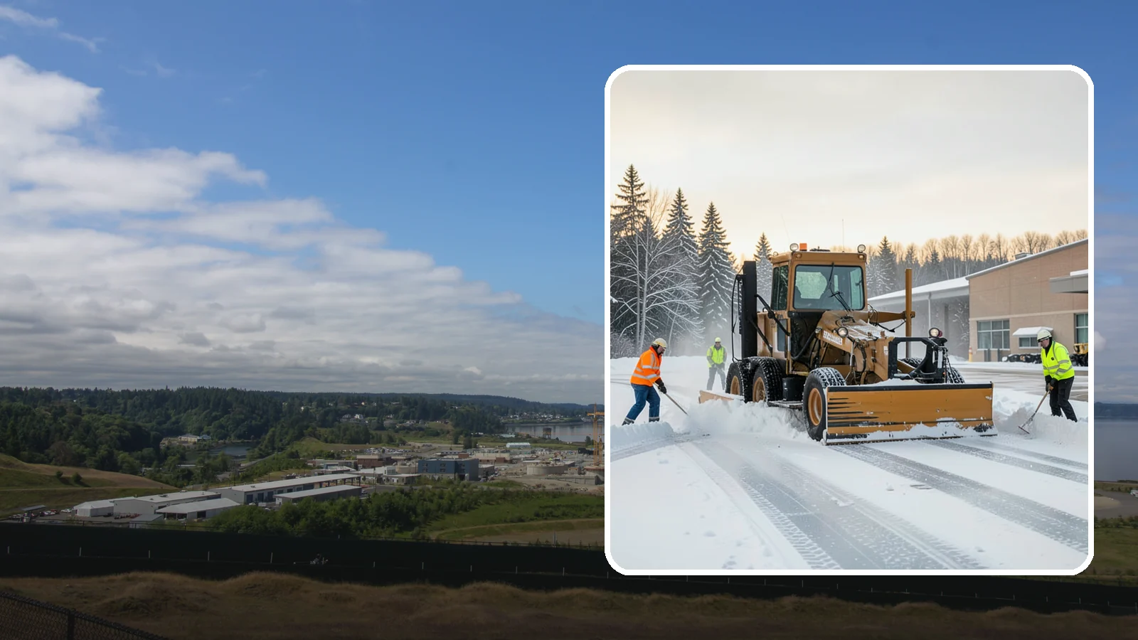 Airport Snow Removal in University Place, Pierce County, WA - From FBO ramps to terminal curbs and employee lots, we keep aviation ground-side surfaces clear so passengers, crews, and...