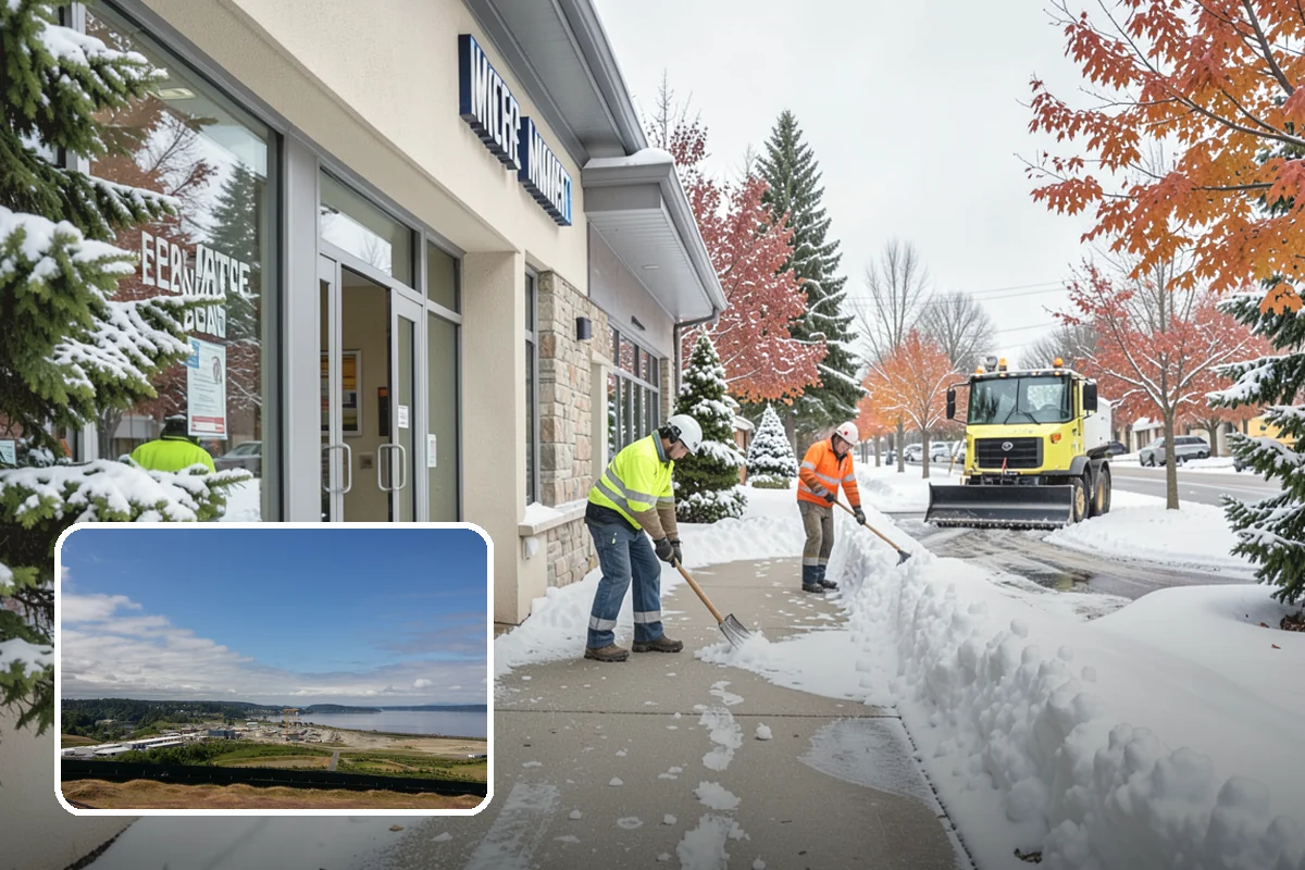 Airport Snow Removal in University Place, Pierce County, WA - Terminal curbs and passenger drop-offs kept flowing