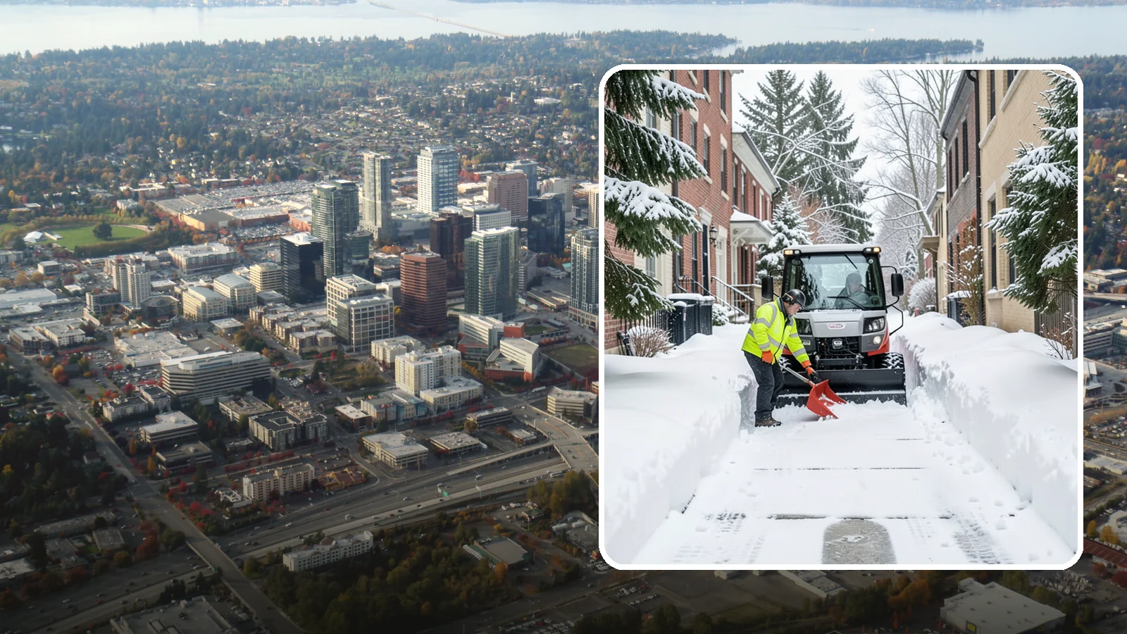 Alleyway Snow Removal in Bellevue, King County, WA - Clearing of tight urban and residential alleyways that plows cannot easily reach but tenants and trucks still depend on.