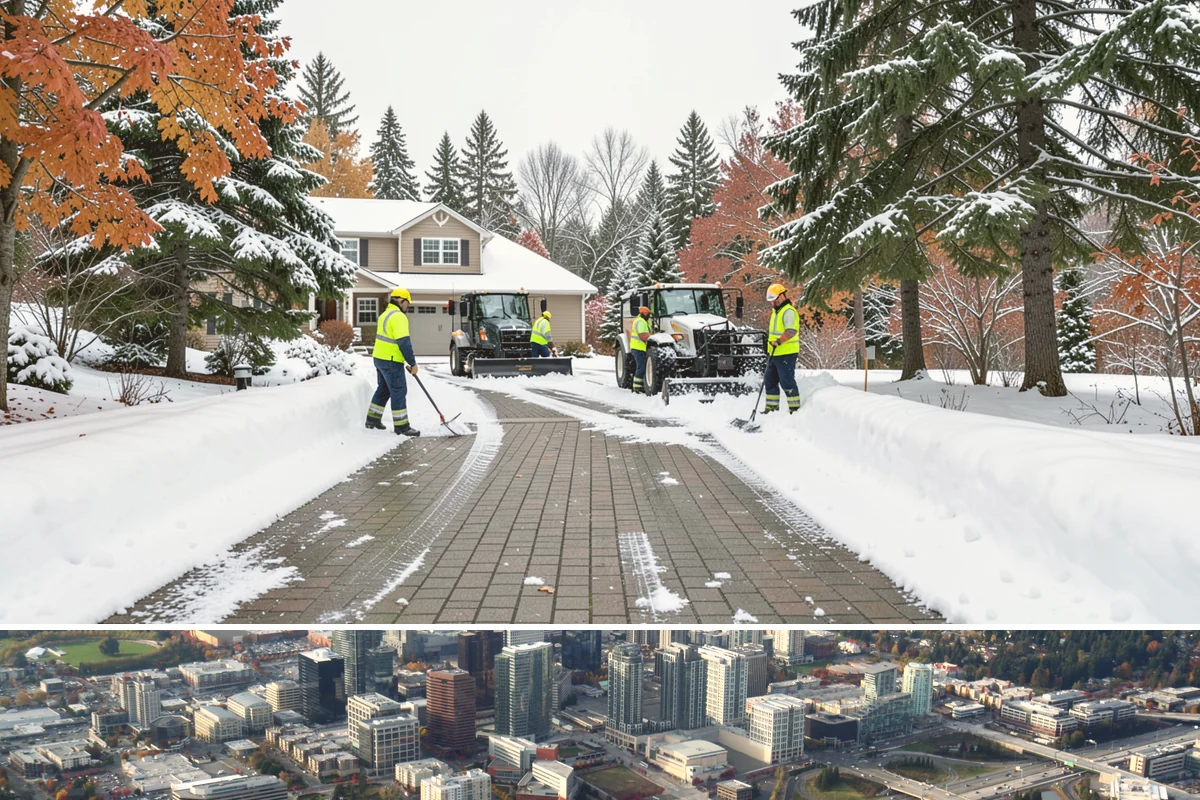 Alleyway Snow Removal in Bellevue, King County, WA - Schedule alley service alongside your storefront clearing whenever lowland snow is forecast, most often December through February.