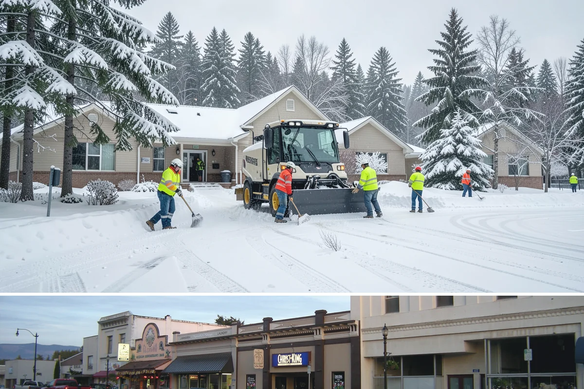 Alleyway Snow Removal in Burlington, Skagit County, WA - Schedule alley service alongside your storefront clearing whenever lowland snow is forecast, most often December through February.