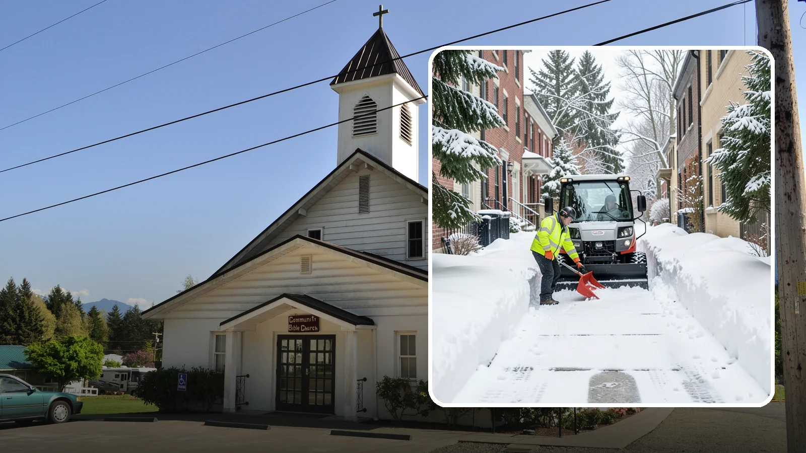 Alleyway Snow Removal in Concrete, Skagit County, WA - Clearing of tight urban and residential alleyways that plows cannot easily reach but tenants and trucks still depend on.
