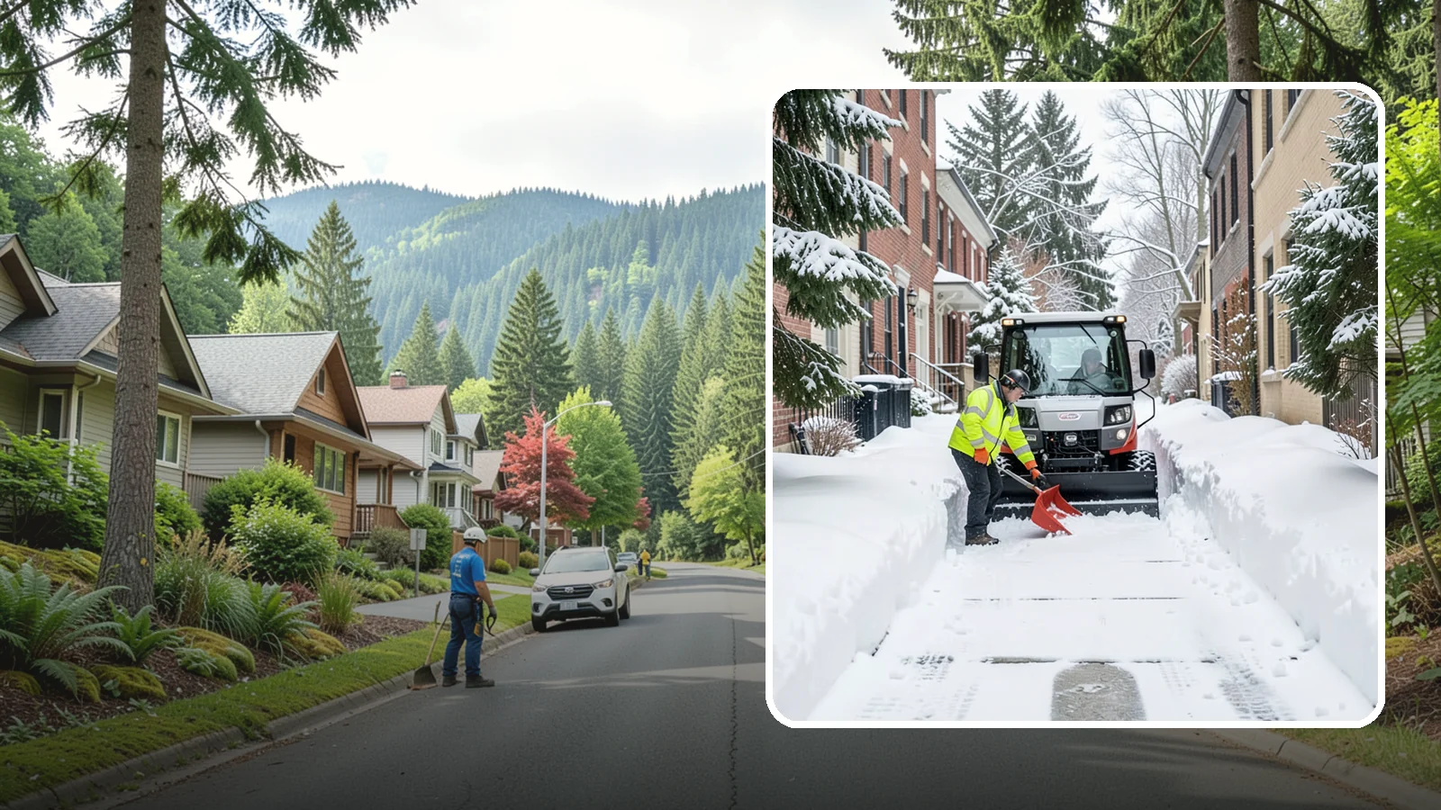 Alleyway Snow Removal in Darrington, Snohomish County, WA - Clearing of tight urban and residential alleyways that plows cannot easily reach but tenants and trucks still depend on.