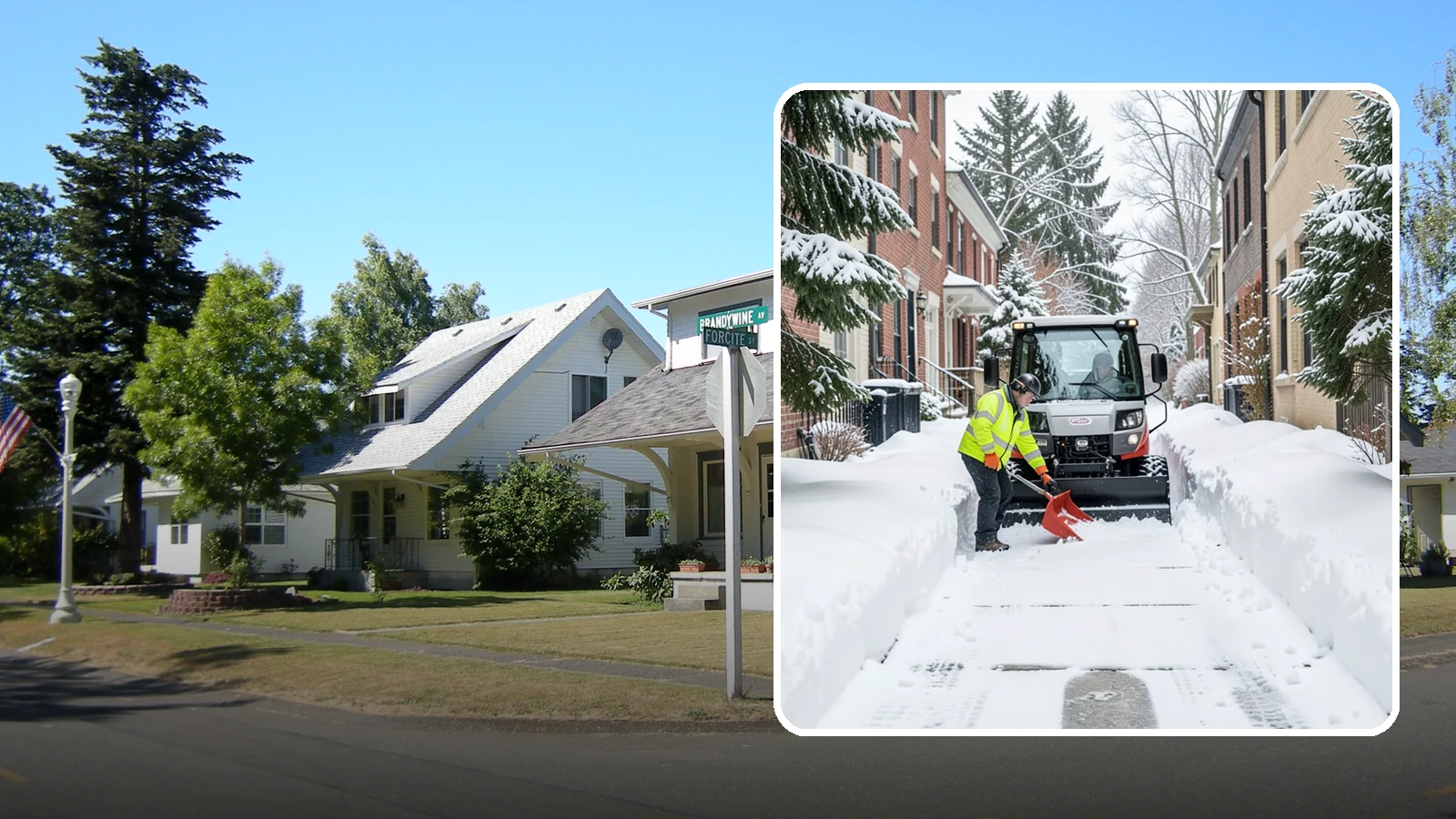 Alleyway Snow Removal in DuPont, Pierce County, WA - Clearing of tight urban and residential alleyways that plows cannot easily reach but tenants and trucks still depend on.