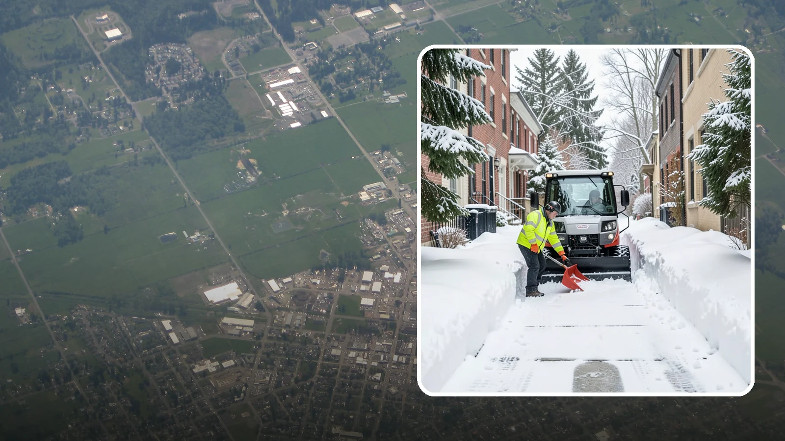 Alleyway Snow Removal in Enumclaw, King County, WA - Clearing of tight urban and residential alleyways that plows cannot easily reach but tenants and trucks still depend on.