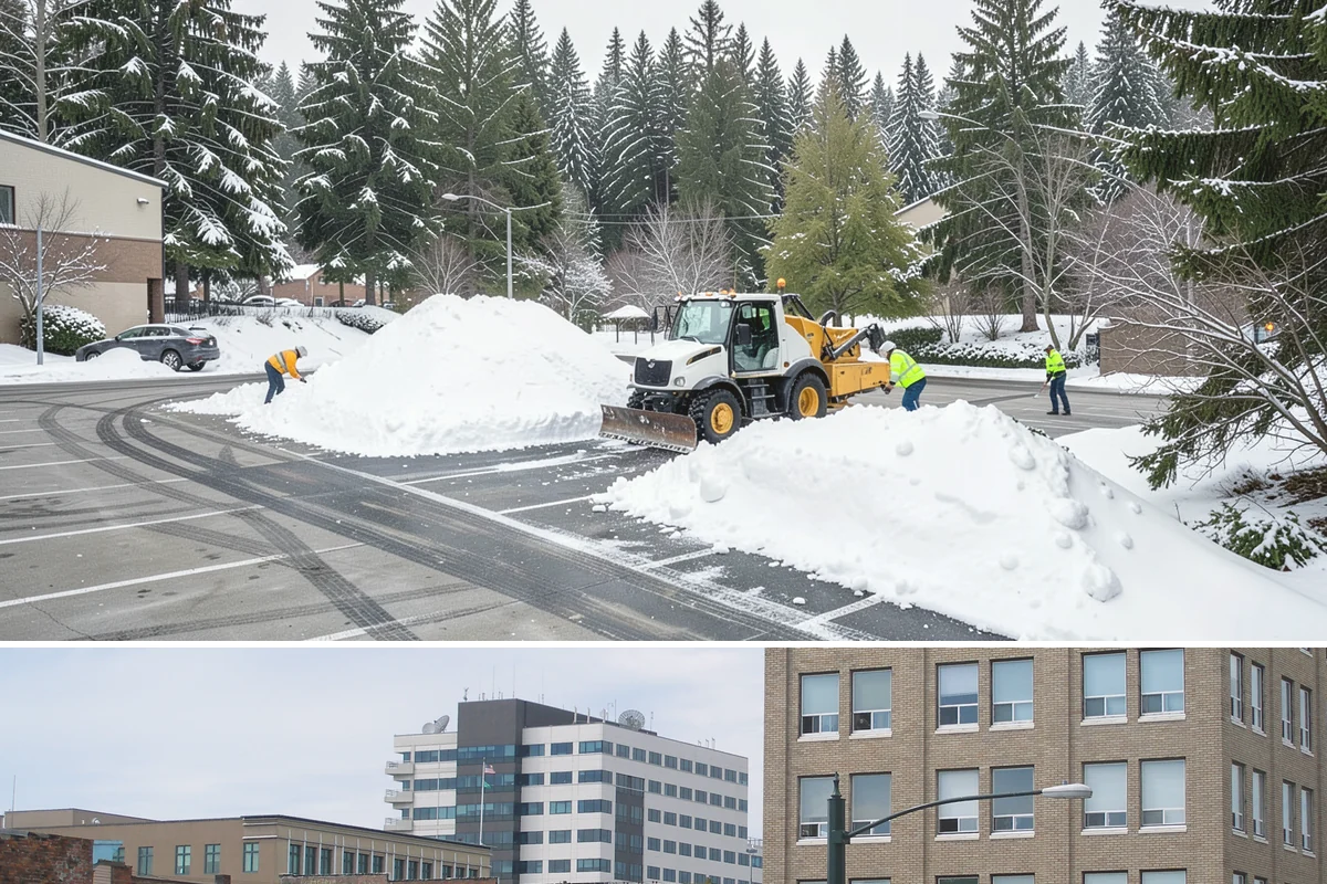 Alleyway Snow Removal in Everett, Snohomish County, WA - Schedule alley service alongside your storefront clearing whenever lowland snow is forecast, most often December through February.
