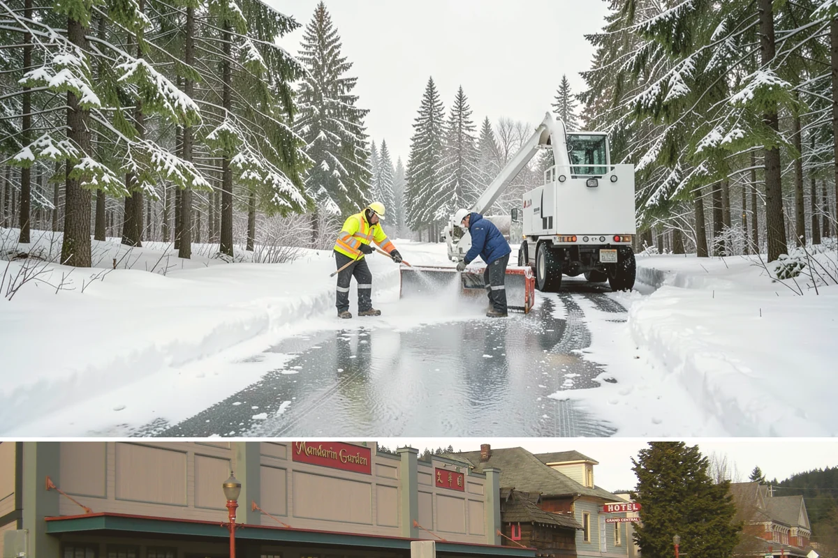Alleyway Snow Removal in Issaquah, King County, WA - Schedule alley service alongside your storefront clearing whenever lowland snow is forecast, most often December through February.