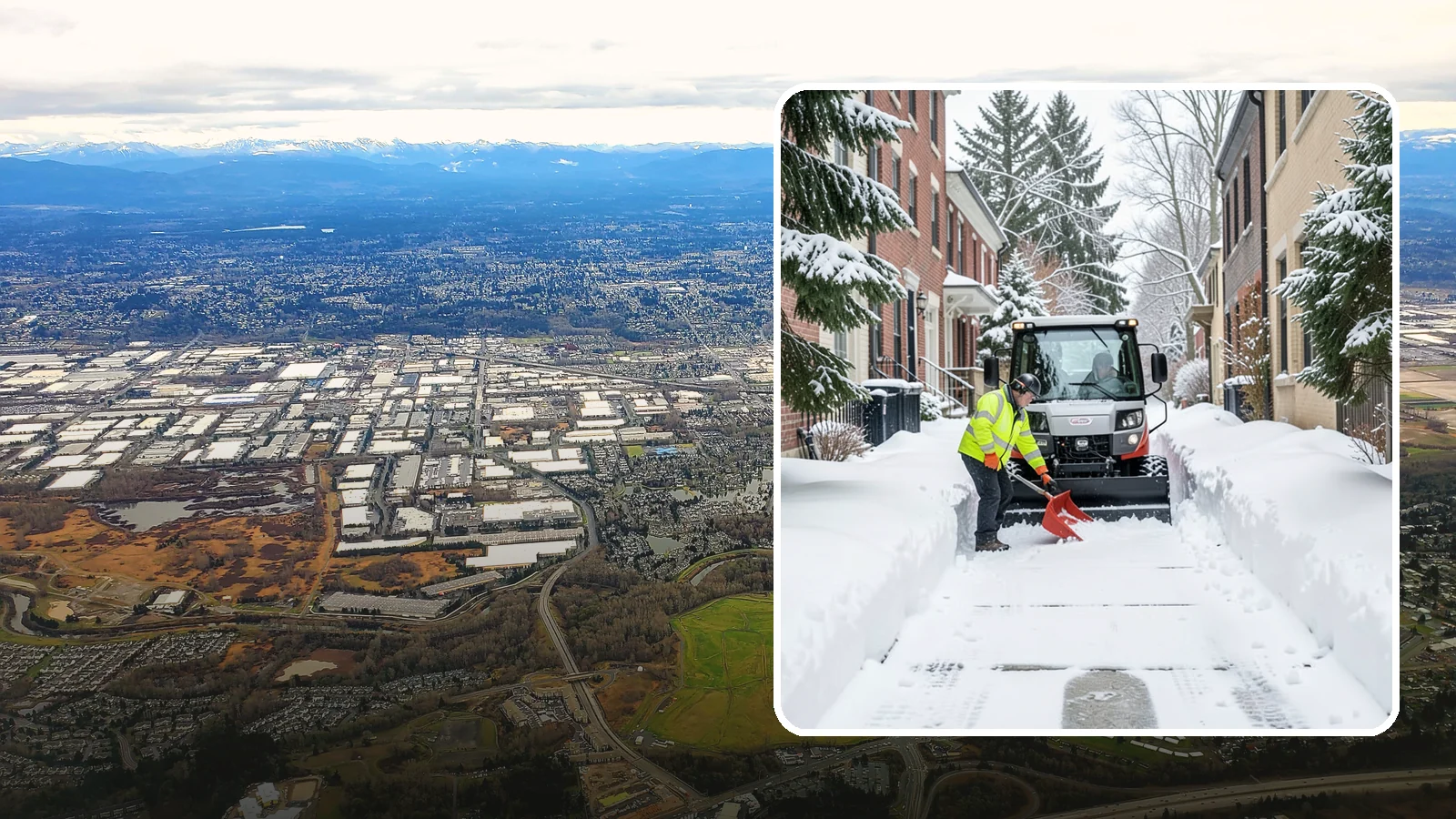 Alleyway Snow Removal in Kent, King County, WA - Clearing of tight urban and residential alleyways that plows cannot easily reach but tenants and trucks still depend on.