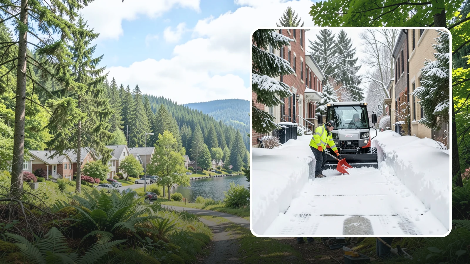 Alleyway Snow Removal in Lake Forest Park, King County, WA - Clearing of tight urban and residential alleyways that plows cannot easily reach but tenants and trucks still depend on.