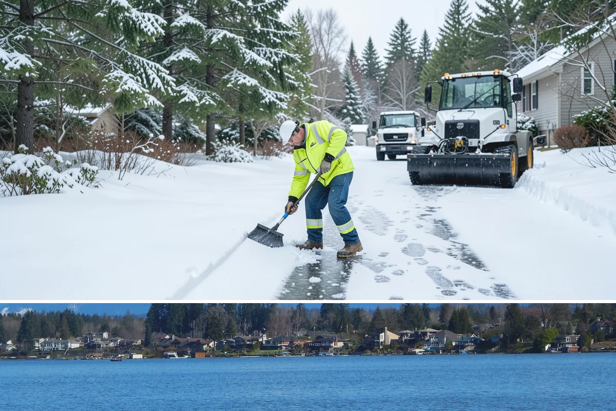 Alleyway Snow Removal in Lake Stevens, Snohomish County, WA - Schedule alley service alongside your storefront clearing whenever lowland snow is forecast, most often December through February.