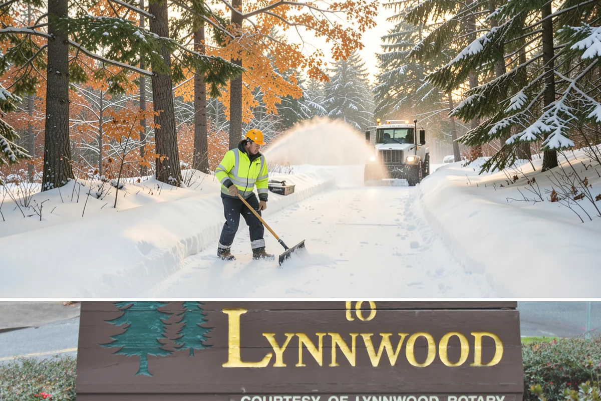 Alleyway Snow Removal in Lynnwood, Snohomish County, WA - Schedule alley service alongside your storefront clearing whenever lowland snow is forecast, most often December through February.