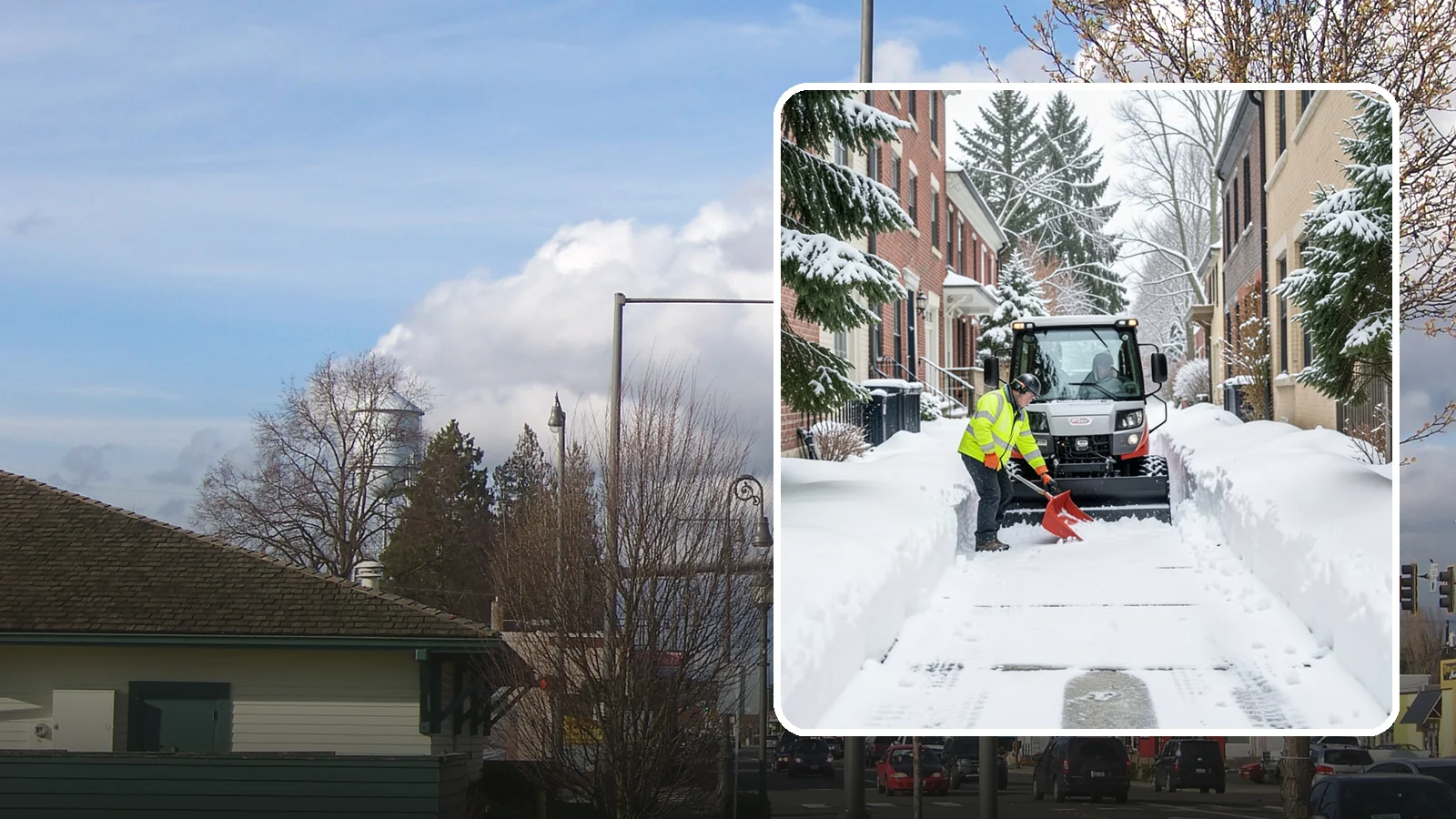 Alleyway Snow Removal in Marysville, Snohomish County, WA - Clearing of tight urban and residential alleyways that plows cannot easily reach but tenants and trucks still depend on.