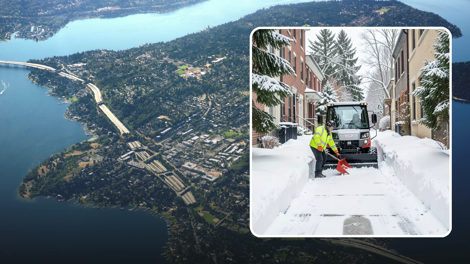 Alleyway Snow Removal in Mercer Island, King County, WA - Clearing of tight urban and residential alleyways that plows cannot easily reach but tenants and trucks still depend on.
