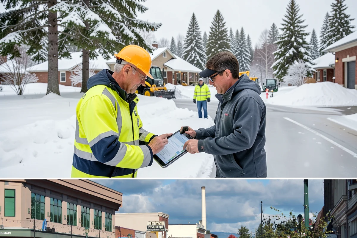 Alleyway Snow Removal in Monroe, Snohomish County, WA - Schedule alley service alongside your storefront clearing whenever lowland snow is forecast, most often December through February.