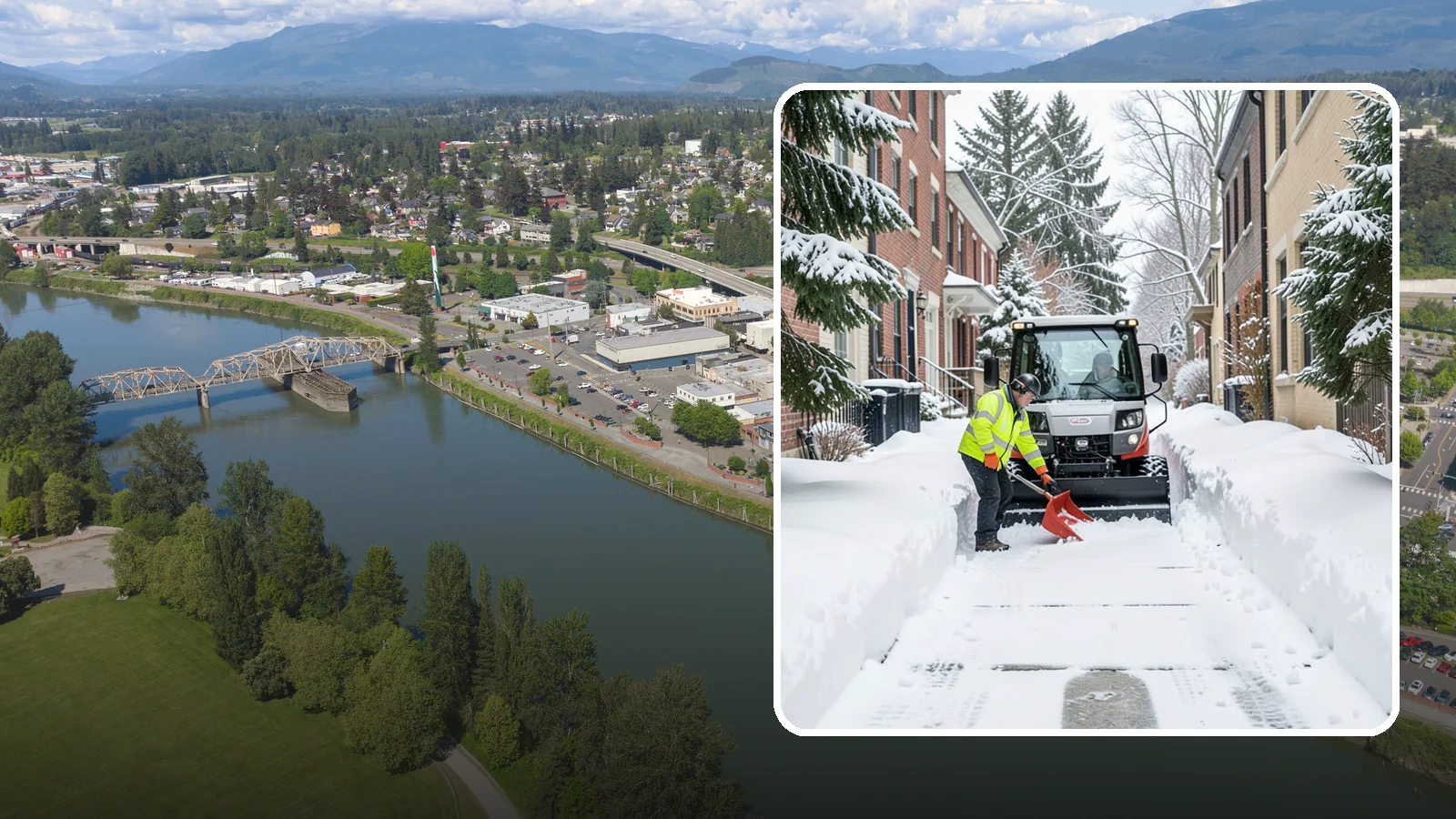 Alleyway Snow Removal in Mount Vernon, Skagit County, WA - Clearing of tight urban and residential alleyways that plows cannot easily reach but tenants and trucks still depend on.