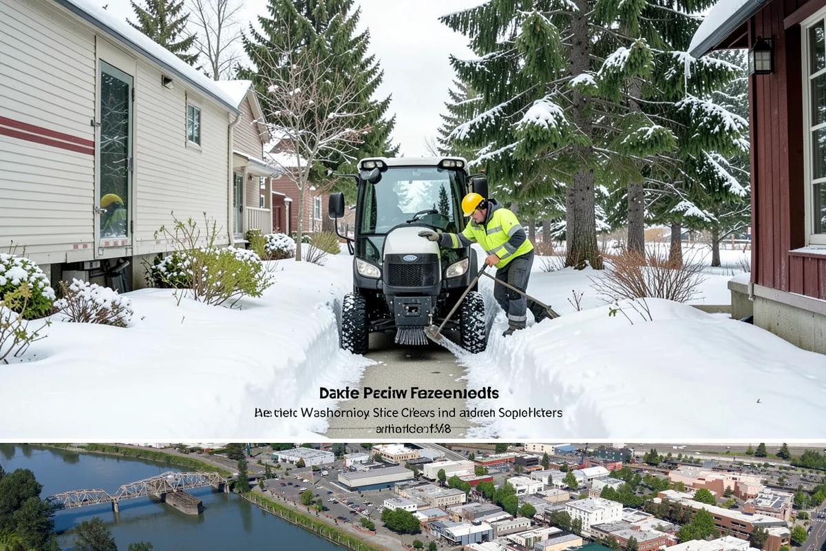 Alleyway Snow Removal in Mount Vernon, Skagit County, WA - Schedule alley service alongside your storefront clearing whenever lowland snow is forecast, most often December through February.