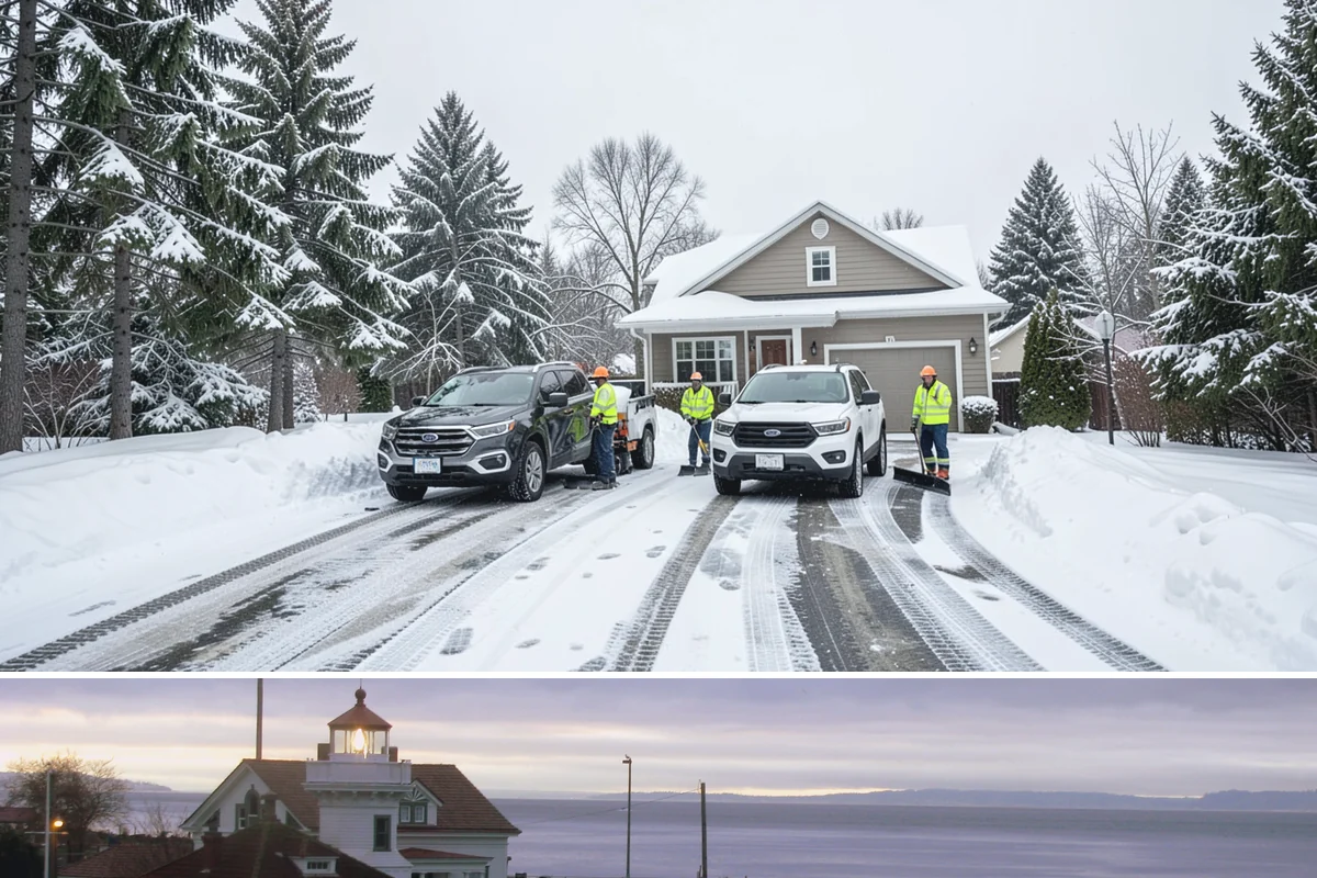 Alleyway Snow Removal in Mukilteo, Snohomish County, WA - Schedule alley service alongside your storefront clearing whenever lowland snow is forecast, most often December through February.