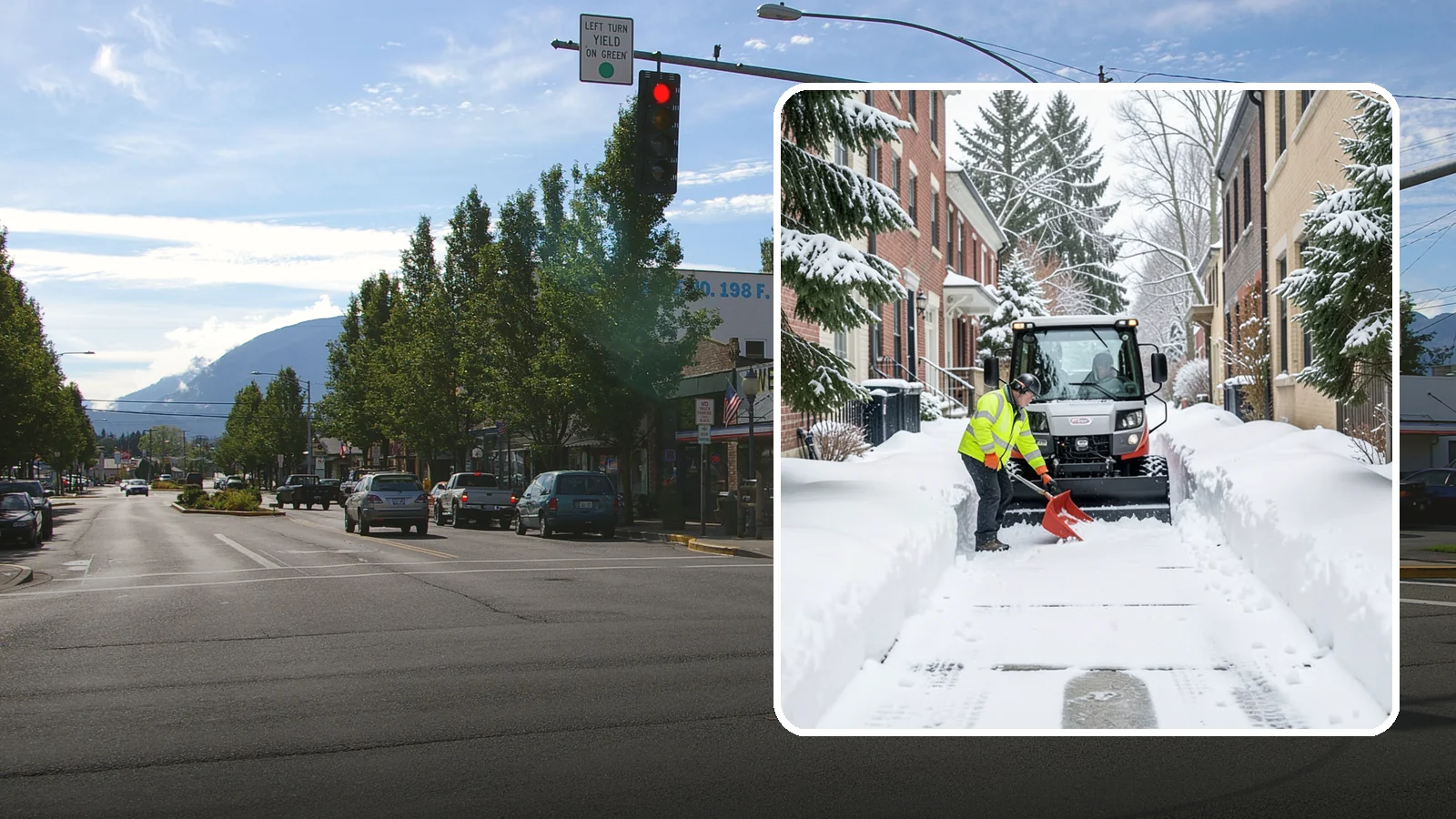 Alleyway Snow Removal in North Bend, King County, WA - Clearing of tight urban and residential alleyways that plows cannot easily reach but tenants and trucks still depend on.