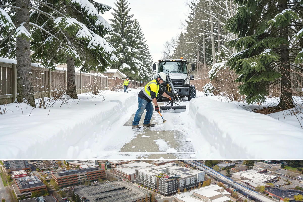 Alleyway Snow Removal in Redmond, King County, WA - Schedule alley service alongside your storefront clearing whenever lowland snow is forecast, most often December through February.