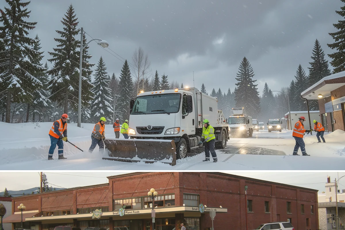 Alleyway Snow Removal in Sedro-Woolley, Skagit County, WA - Schedule alley service alongside your storefront clearing whenever lowland snow is forecast, most often December through February.