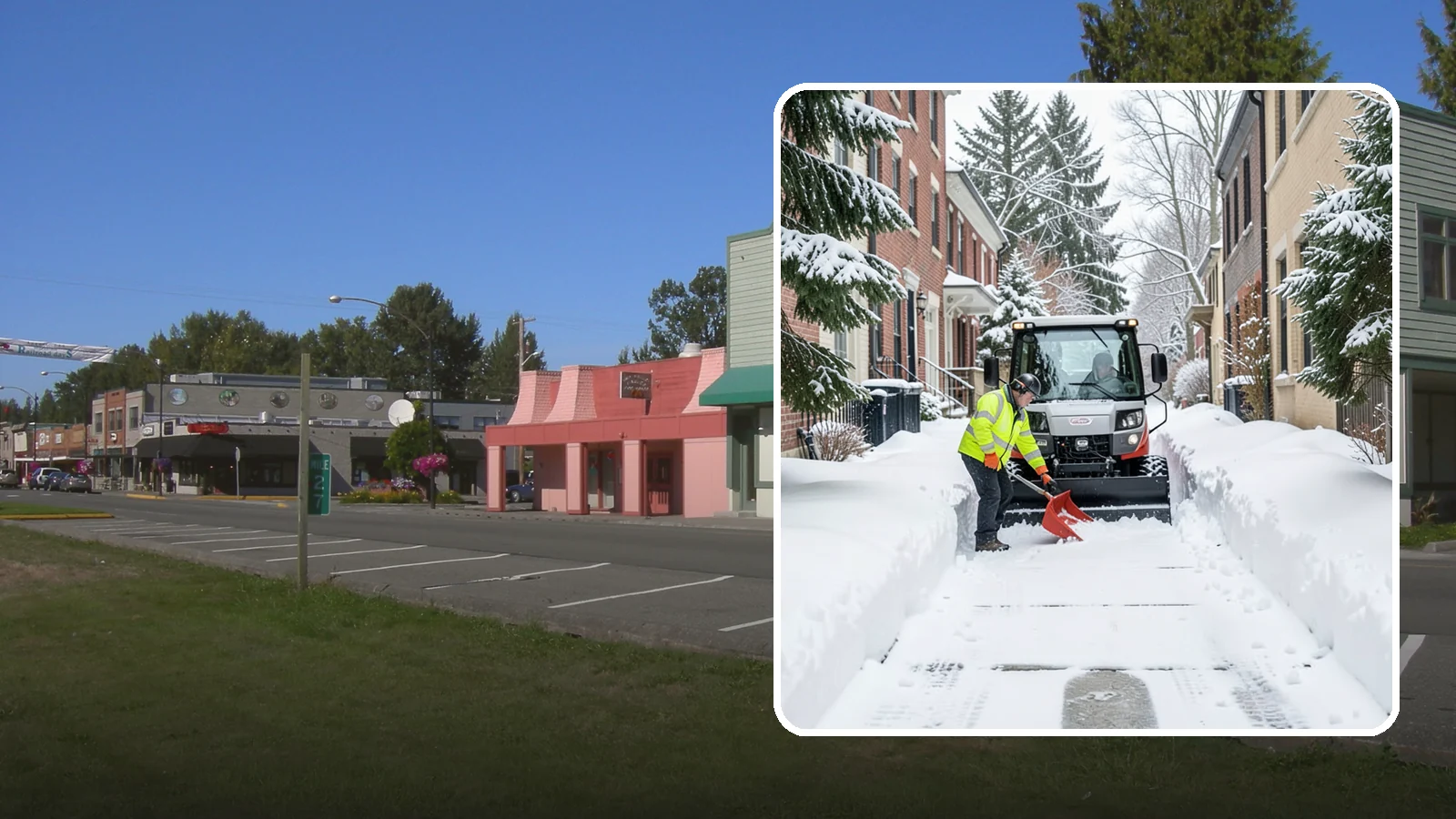 Alleyway Snow Removal in Snoqualmie, King County, WA - Clearing of tight urban and residential alleyways that plows cannot easily reach but tenants and trucks still depend on.