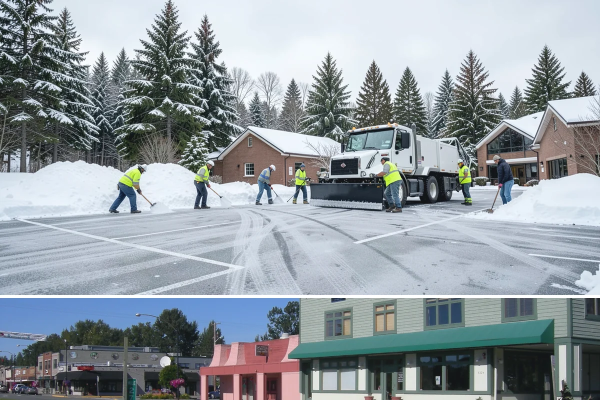 Alleyway Snow Removal in Snoqualmie, King County, WA - Schedule alley service alongside your storefront clearing whenever lowland snow is forecast, most often December through February.