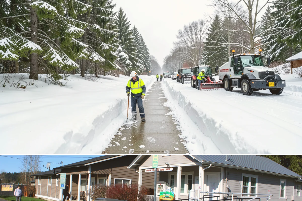 Alleyway Snow Removal in South Prairie, Pierce County, WA - Schedule alley service alongside your storefront clearing whenever lowland snow is forecast, most often December through February.