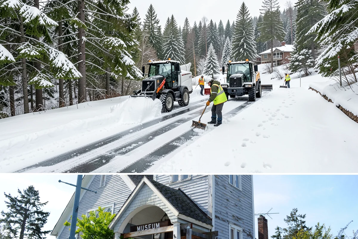 Alleyway Snow Removal in Steilacoom, Pierce County, WA - Schedule alley service alongside your storefront clearing whenever lowland snow is forecast, most often December through February.