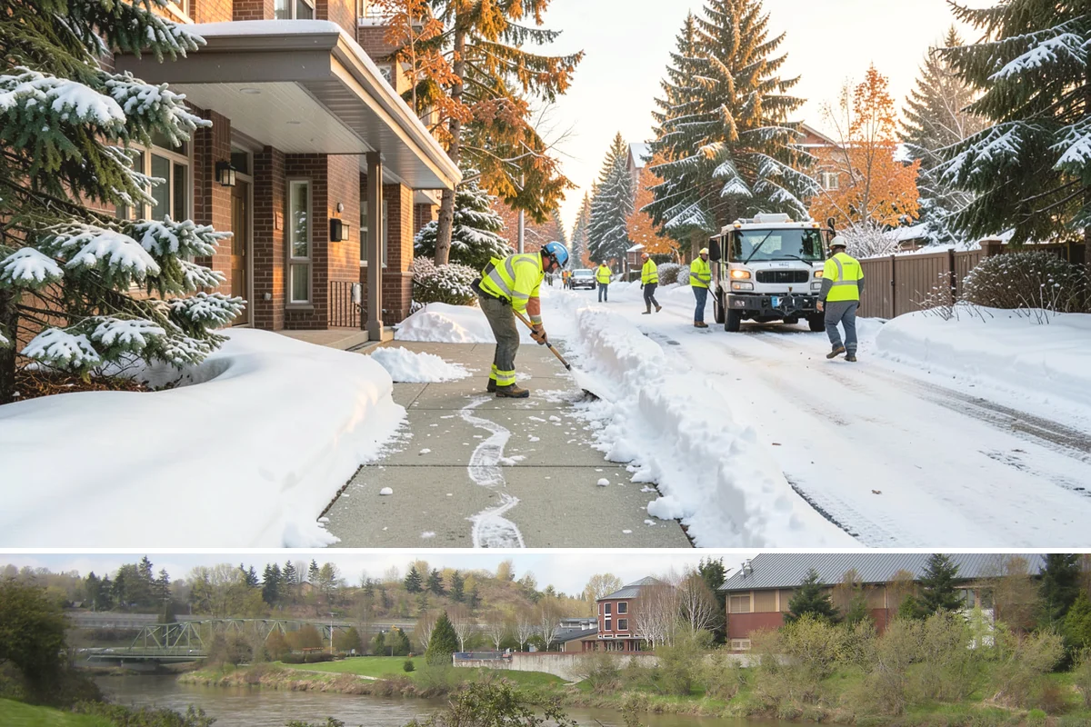 Alleyway Snow Removal in Tukwila, King County, WA - Schedule alley service alongside your storefront clearing whenever lowland snow is forecast, most often December through February.
