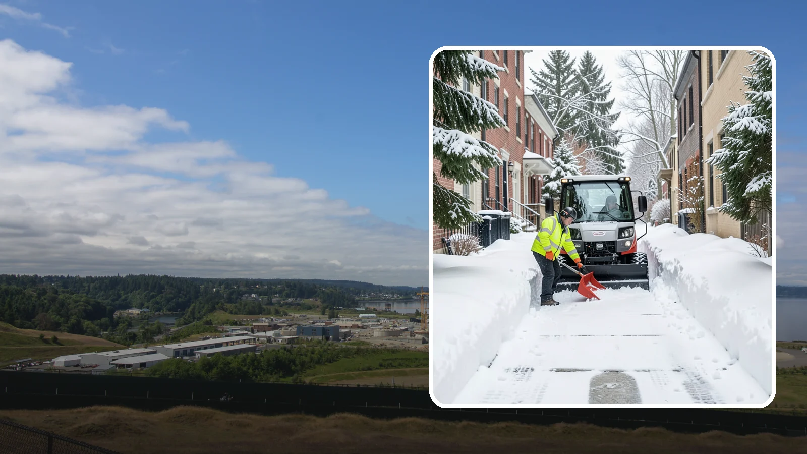 Alleyway Snow Removal in University Place, Pierce County, WA - Clearing of tight urban and residential alleyways that plows cannot easily reach but tenants and trucks still depend on.