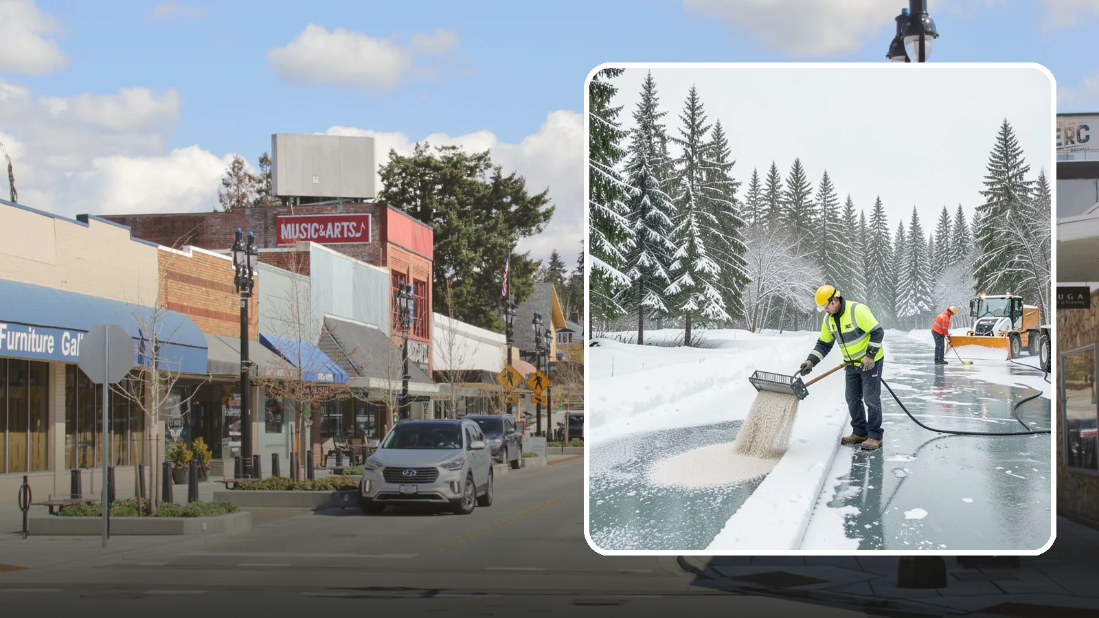 Anti-Icing in Bothell, King County, WA - Anti-icing applies deicer proactively before a storm so ice bonds are prevented rather than broken after the fact.