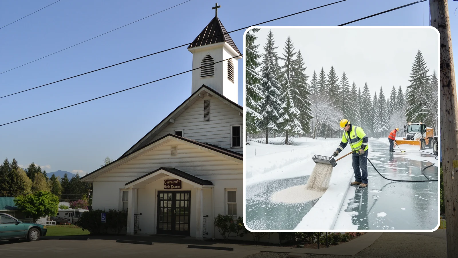 Anti-Icing in Concrete, Skagit County, WA - Anti-icing applies deicer proactively before a storm so ice bonds are prevented rather than broken after the fact.