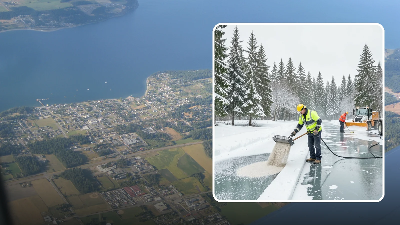 Anti-Icing in Coupeville, Island County, WA - Anti-icing applies deicer proactively before a storm so ice bonds are prevented rather than broken after the fact.
