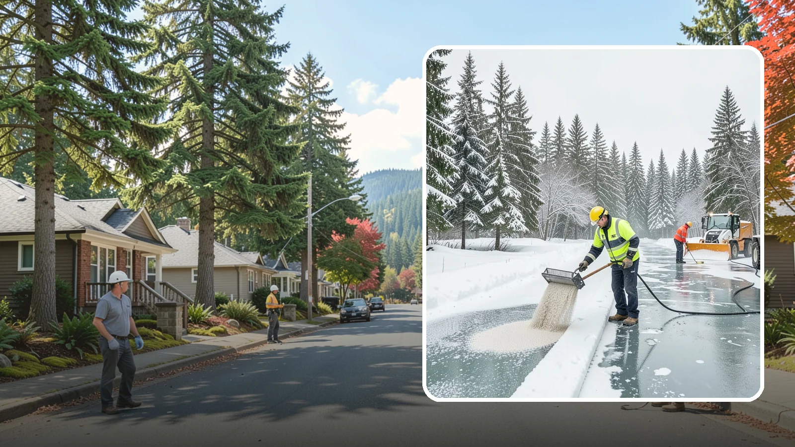 Anti-Icing in Hunts Point, King County, WA - Anti-icing applies deicer proactively before a storm so ice bonds are prevented rather than broken after the fact.