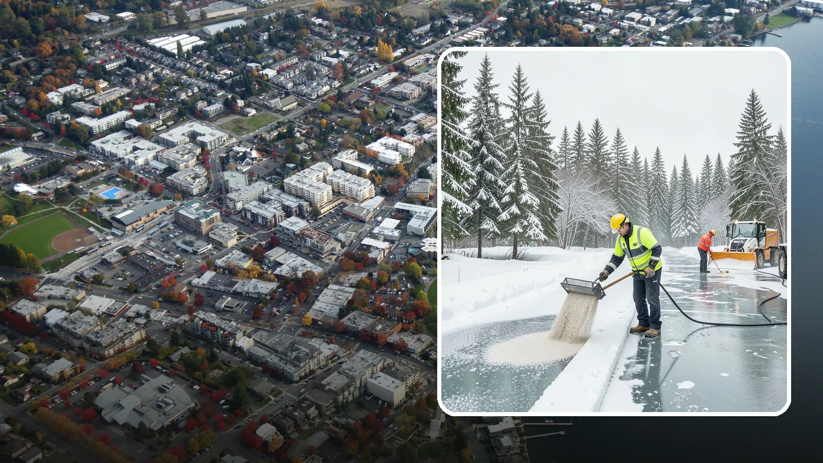 Anti-Icing in Kirkland, King County, WA - Anti-icing applies deicer proactively before a storm so ice bonds are prevented rather than broken after the fact.
