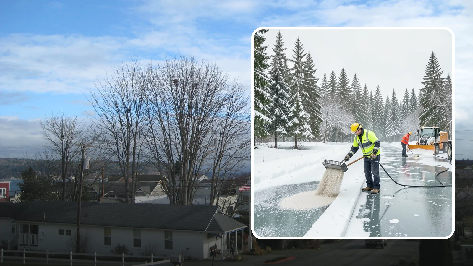 Anti-Icing in Langley, Island County, WA - Anti-icing applies deicer proactively before a storm so ice bonds are prevented rather than broken after the fact.