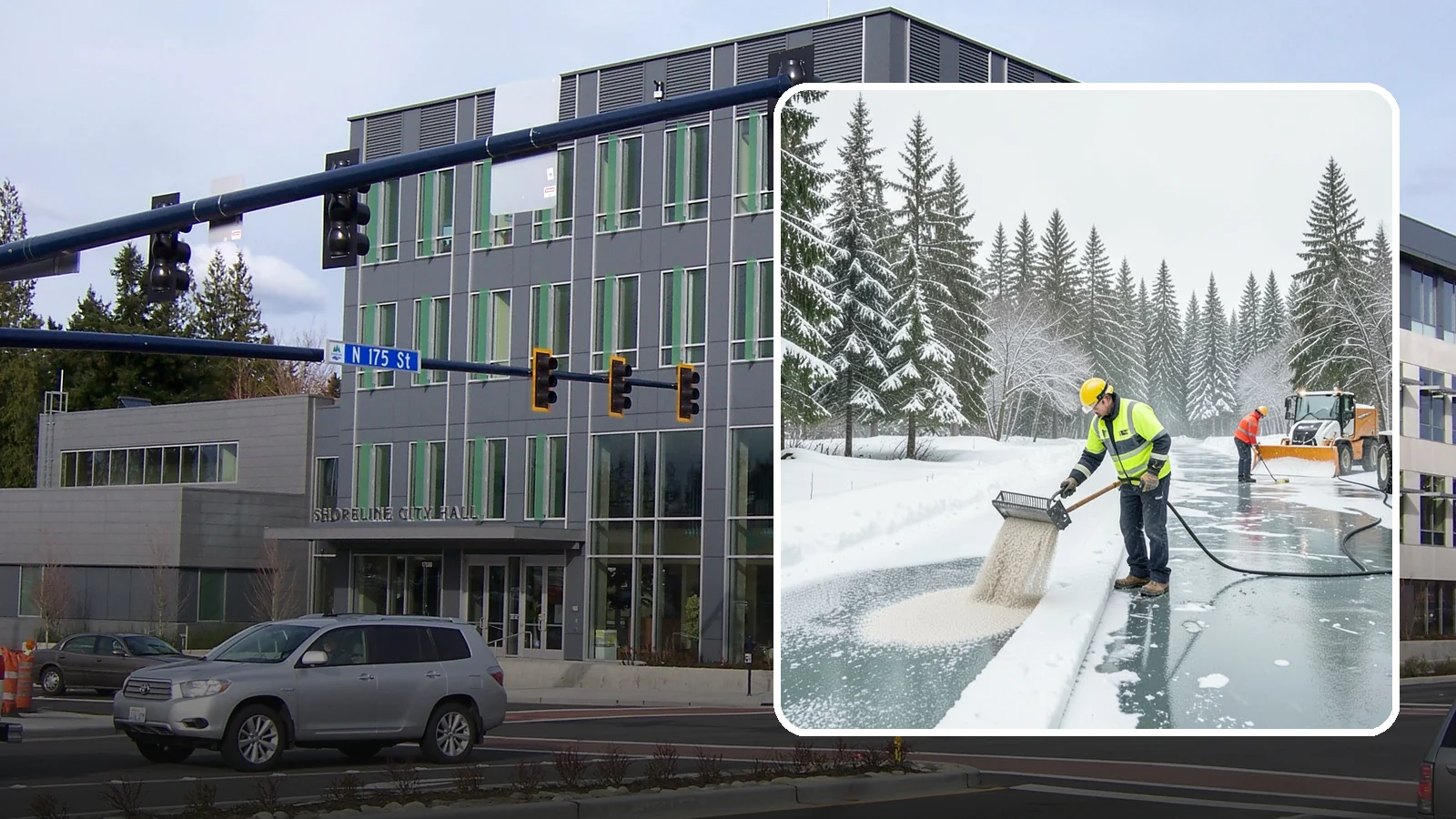 Anti-Icing in Shoreline, King County, WA - Anti-icing applies deicer proactively before a storm so ice bonds are prevented rather than broken after the fact.