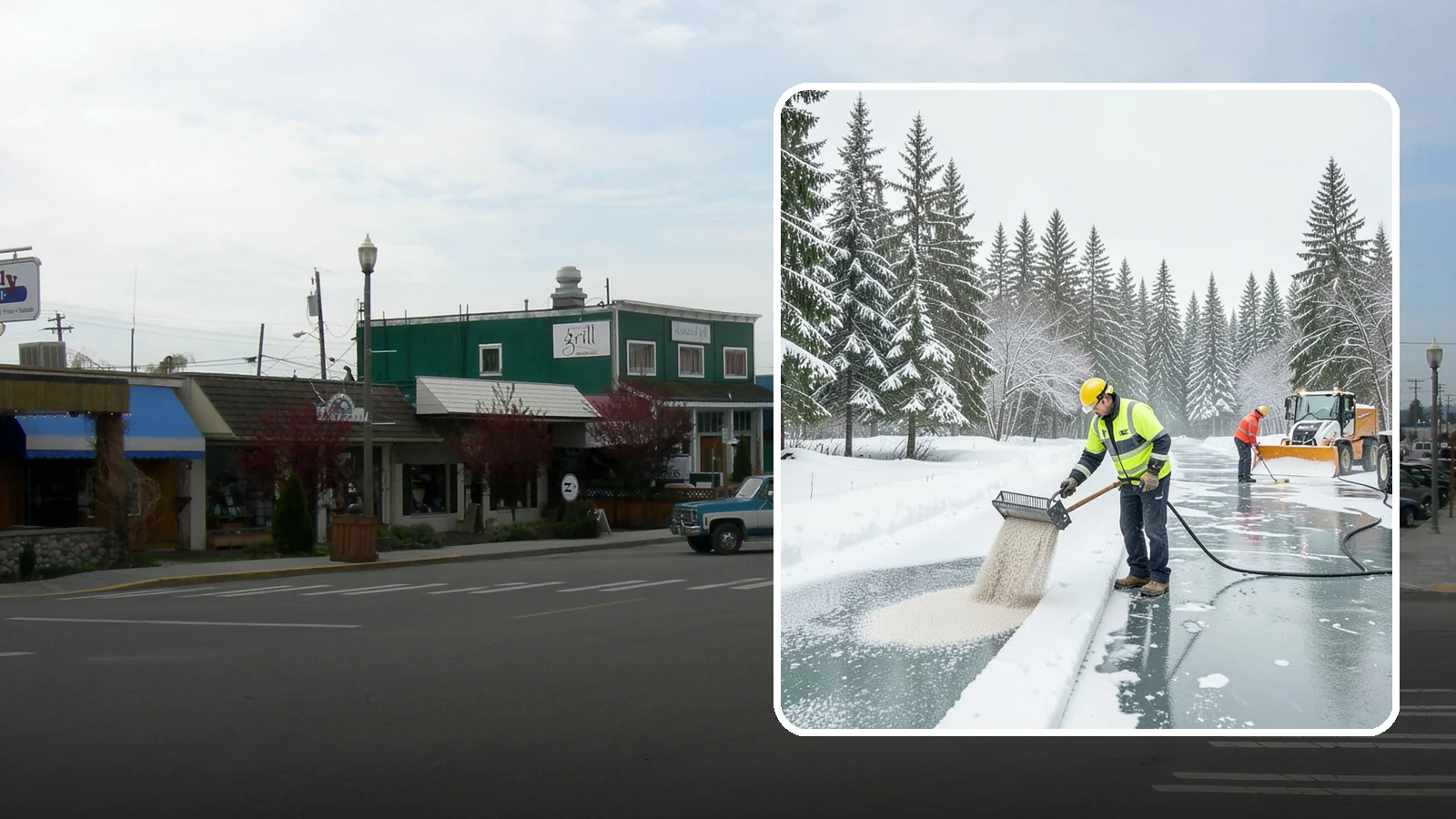 Anti-Icing in Stanwood, Snohomish County, WA - Anti-icing applies deicer proactively before a storm so ice bonds are prevented rather than broken after the fact.