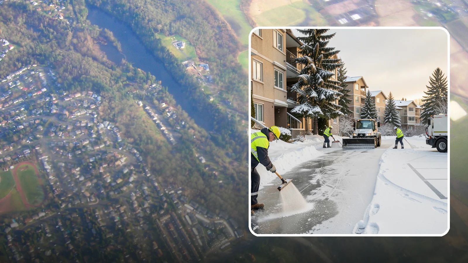 Apartment Complex Deicing in Algona, King County, WA - Comprehensive ice control for apartment communities, covering shared stairwells, breezeways, and resident parking where...