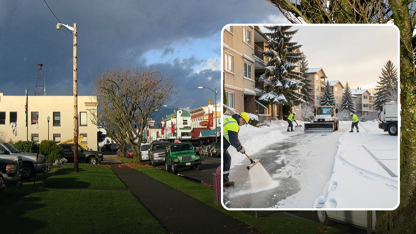Apartment Complex Deicing in Arlington, Snohomish County, WA - Comprehensive ice control for apartment communities, covering shared stairwells, breezeways, and resident parking where...