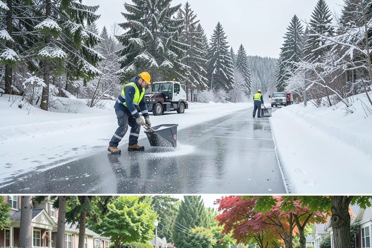 Apartment Complex Deicing in Beaux Arts Village, King County, WA - Coverage spans the full November-through-March window, ramping up during the extended cold spells that follow lowland...