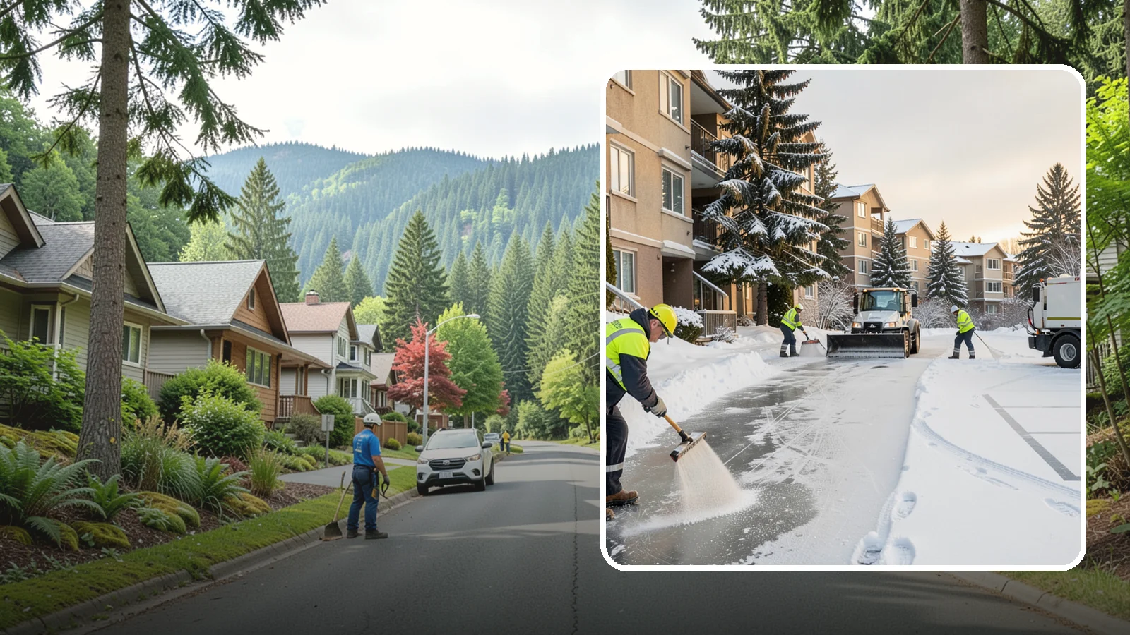 Apartment Complex Deicing in Darrington, Snohomish County, WA - Comprehensive ice control for apartment communities, covering shared stairwells, breezeways, and resident parking where...