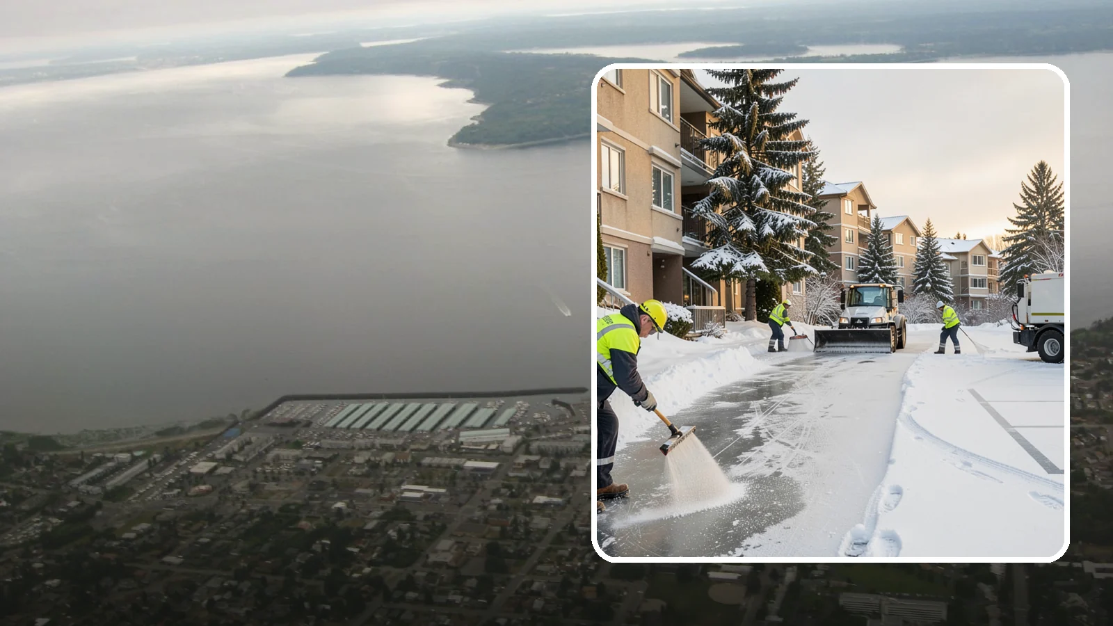 Apartment Complex Deicing in Des Moines, King County, WA - Comprehensive ice control for apartment communities, covering shared stairwells, breezeways, and resident parking where...