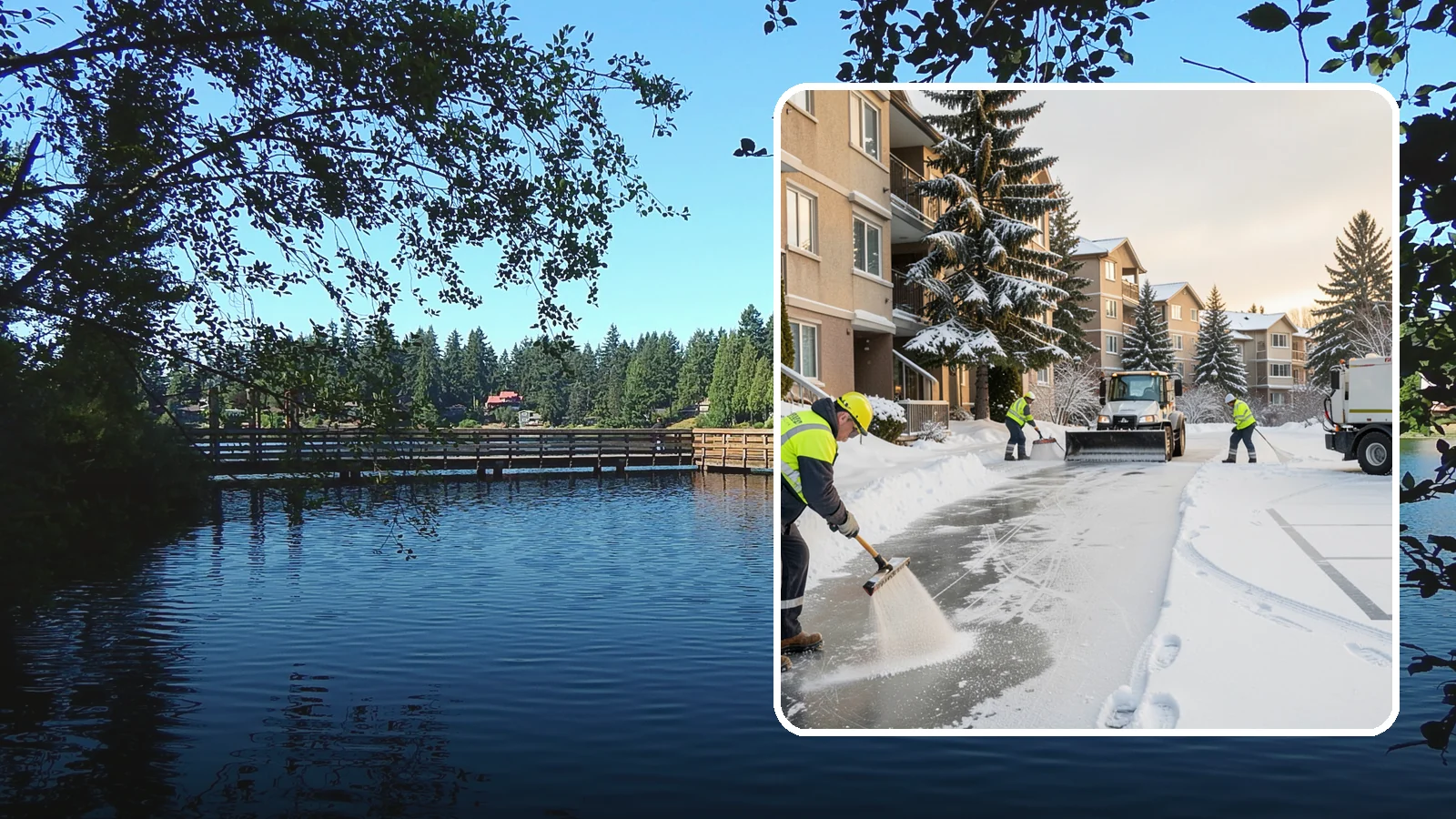 Apartment Complex Deicing in Federal Way, King County, WA - Comprehensive ice control for apartment communities, covering shared stairwells, breezeways, and resident parking where...