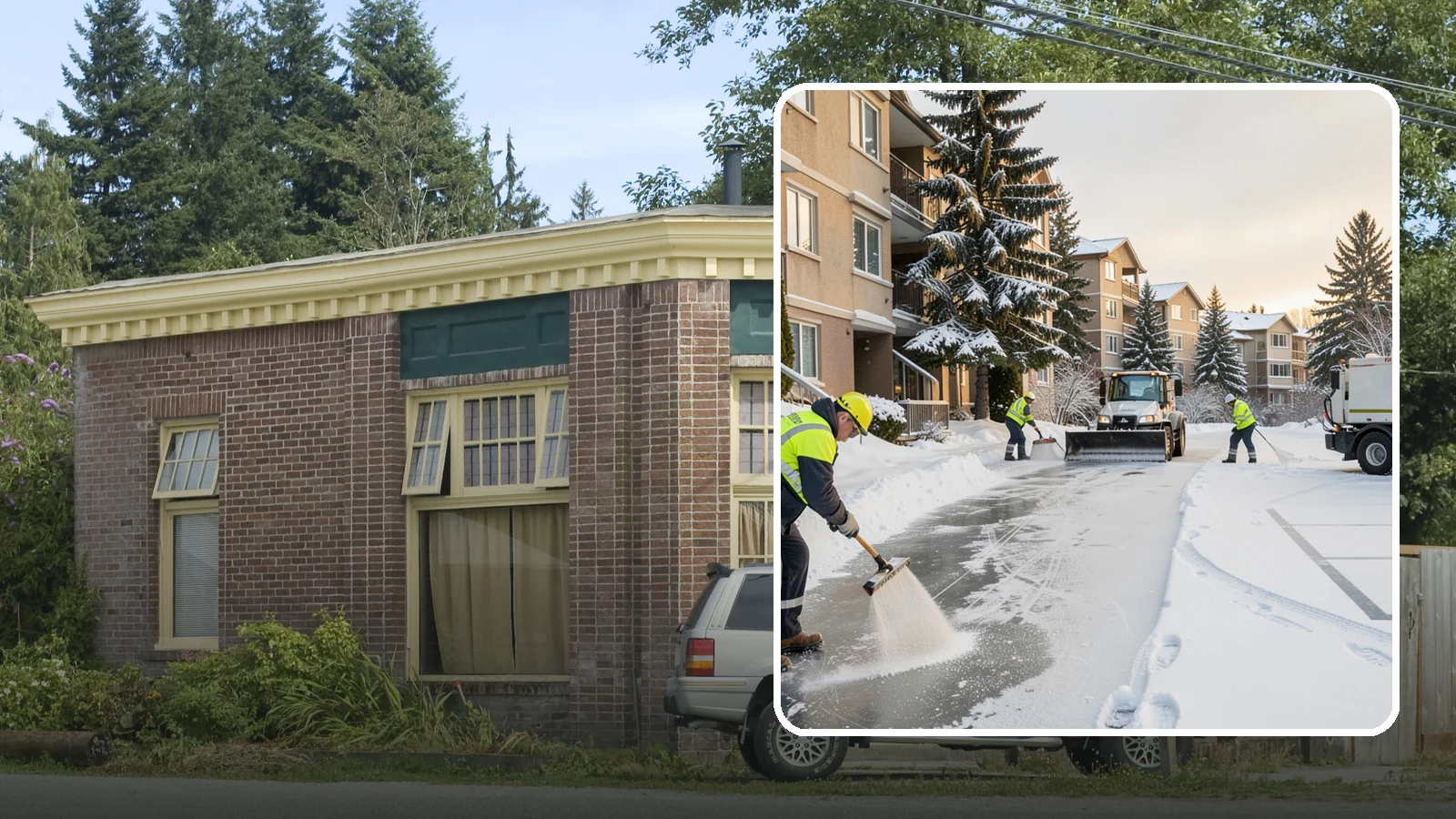Apartment Complex Deicing in Hamilton, Skagit County, WA - Comprehensive ice control for apartment communities, covering shared stairwells, breezeways, and resident parking where...