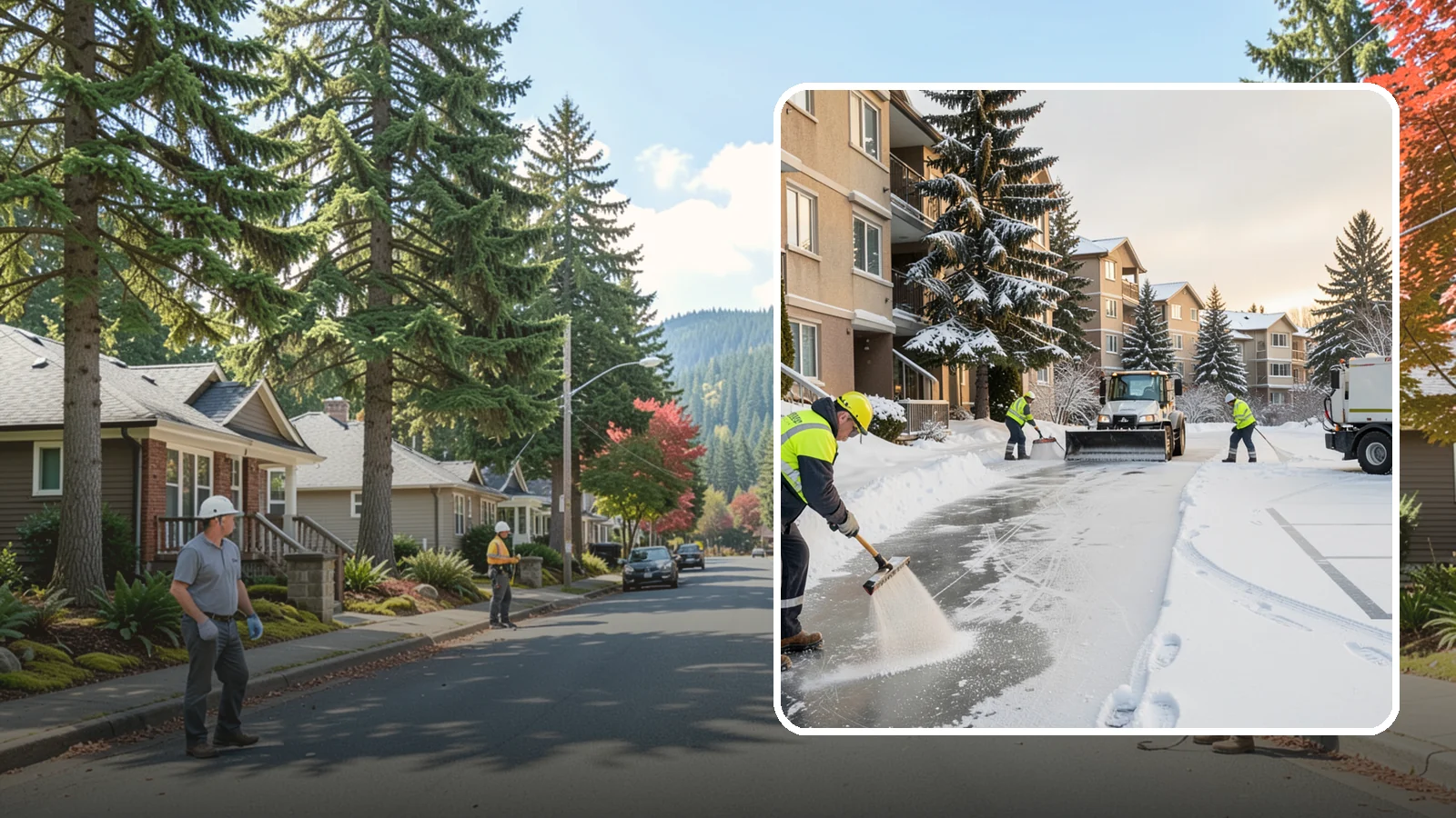 Apartment Complex Deicing in Hunts Point, King County, WA - Comprehensive ice control for apartment communities, covering shared stairwells, breezeways, and resident parking where...