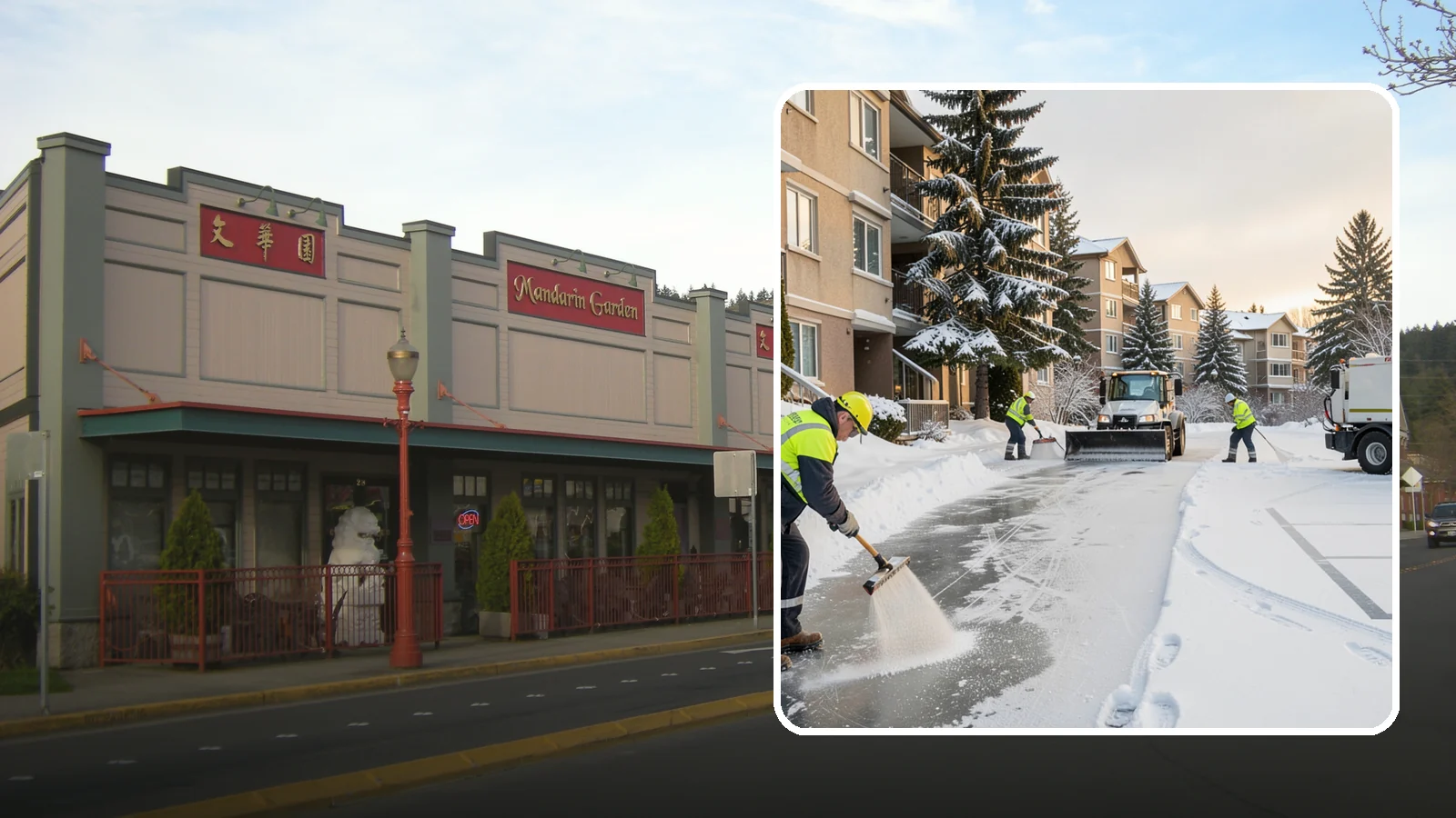 Apartment Complex Deicing in Issaquah, King County, WA - Comprehensive ice control for apartment communities, covering shared stairwells, breezeways, and resident parking where...