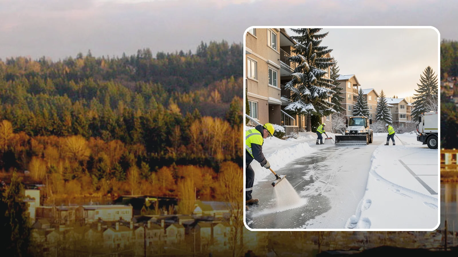 Apartment Complex Deicing in Kenmore, King County, WA - Comprehensive ice control for apartment communities, covering shared stairwells, breezeways, and resident parking where...